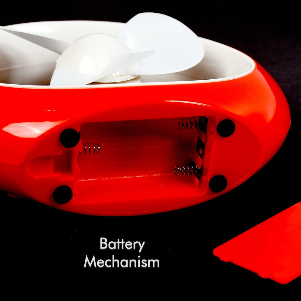 Angled view of the vibrant red Mini Cooling USB Fan for personal comfort.
