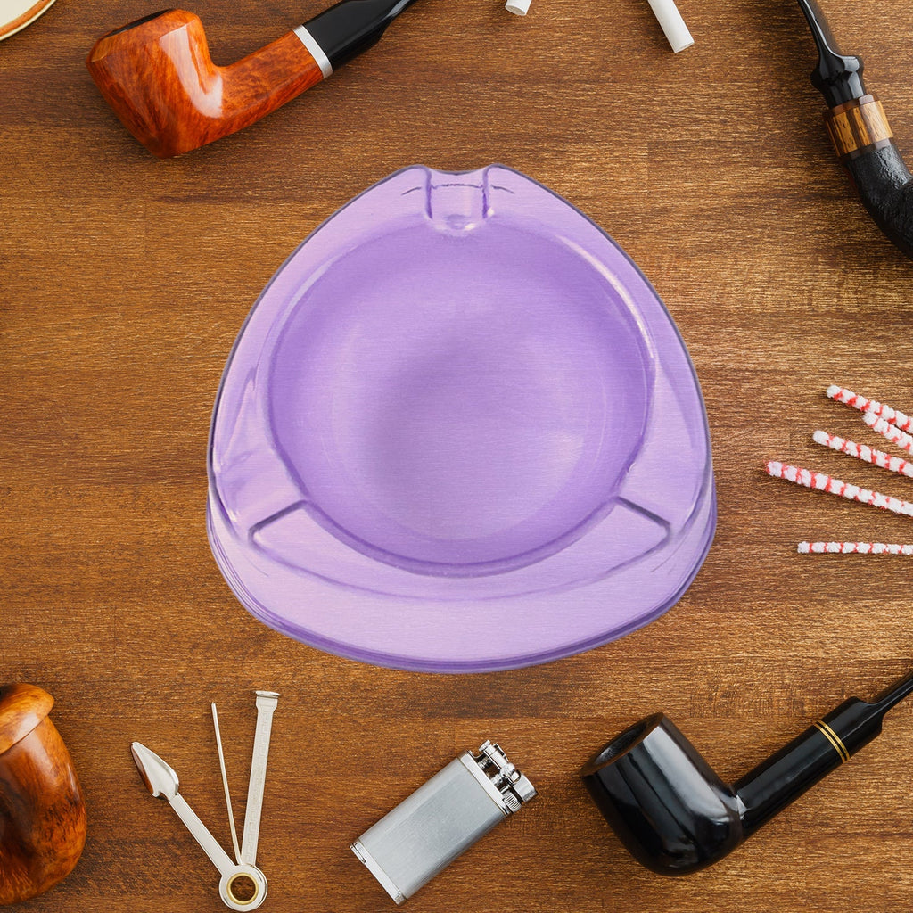 Large capacity transparent purple ashtray with three cigarette grooves
