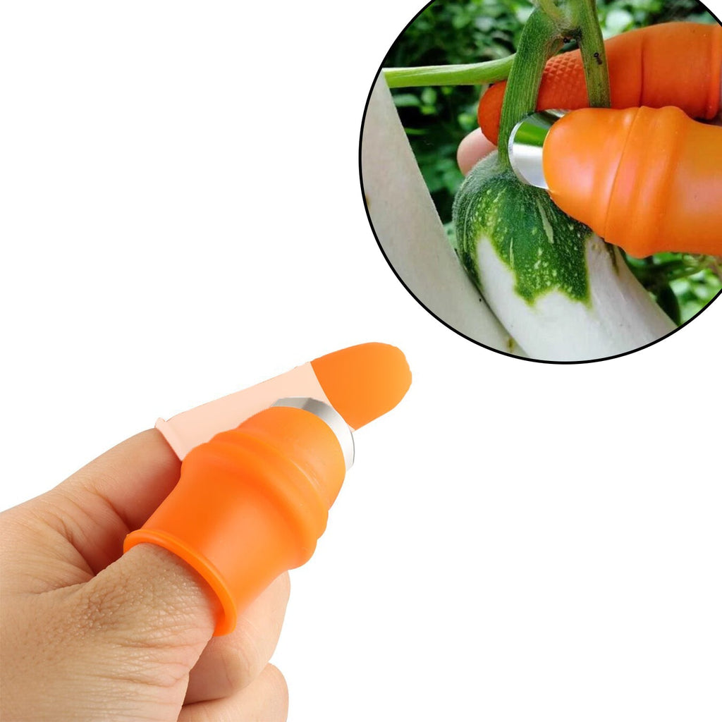 Close-up of the effective sharp blade of the Quickslice Vegetable Thumb Cutter.