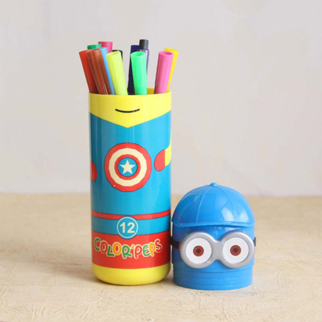 Colorful Minions sketch pen set in an attractive case, ideal for kids drawing pens.