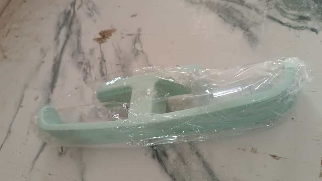 Damage-free adhesive towel rack with mint-green mounting holders