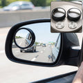 Round wide-angle blind spot car mirror set, black trim, two-piece adhesive mount