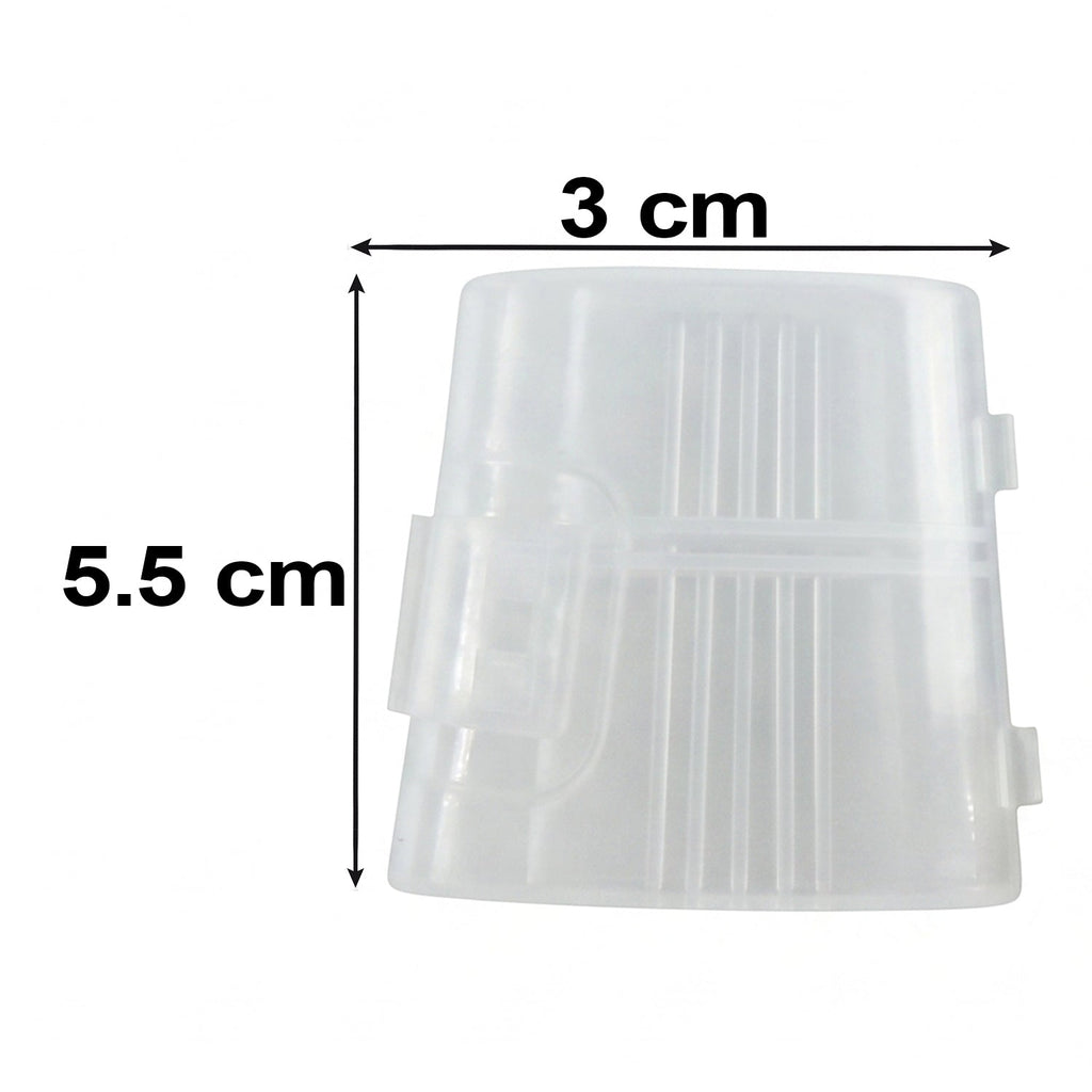 Clear brush cover for mini cleaning brush, about 3 cm wide and 5.5 cm tall