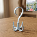 Light blue 360° rotating multipurpose hook hanger with three prongs and curved top
