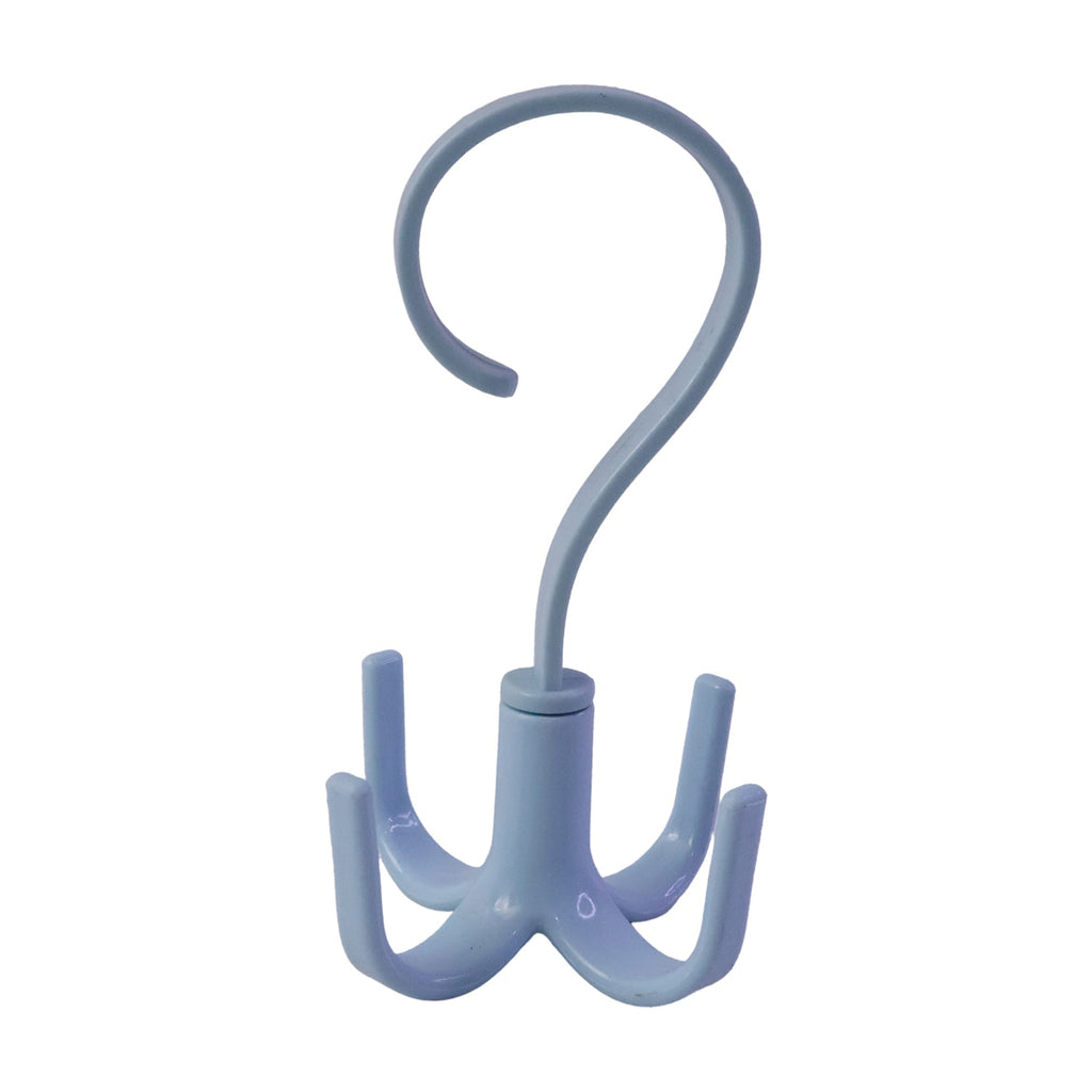 Light blue single-piece rotating hook hanger with three fork hooks