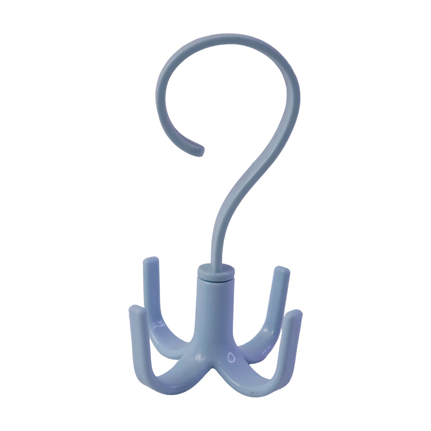 Light blue single-piece rotating hook hanger with three fork hooks