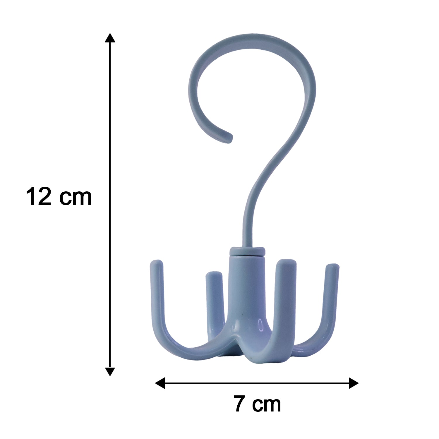 Light blue rotating hook hanger, 12 cm tall with 7 cm base width