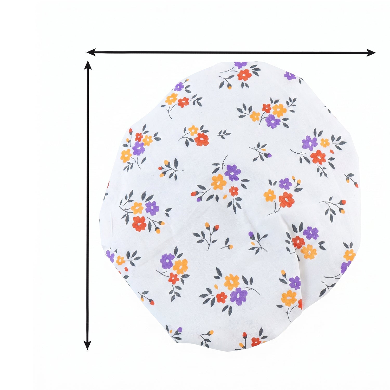 Cotton matka cover size diagram, white floral print, elastic edge