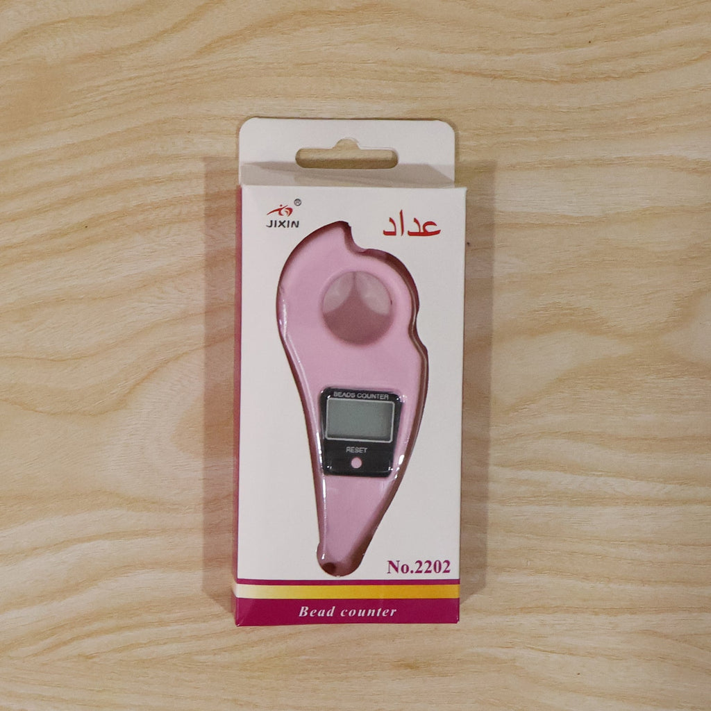 Pink digital beads counter finger ring clicker retail box package, LCD reset display