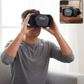 Black VR Pro VR headset with adjustable lenses, worn on a person’s face