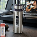 Stainless steel insulated vacuum water bottle with lid and carry handle, 800 ml