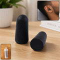 Reusable soft foam earplugs, black, two-piece set for sleep and noise reduction