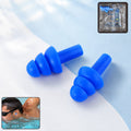 Blue reusable silicone ear plugs with slim stems, set of 2 for swimming