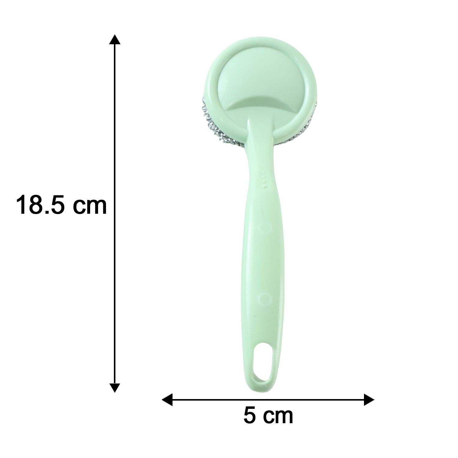 Mint stainless scrub brush with dimensions 18.5 cm by 5 cm