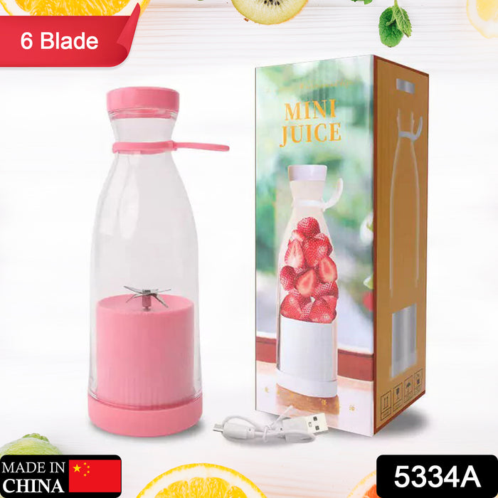 5334a Blender Portable Juicer For Smoothie  Juice  Vegetable Shakes With 6 Blades Wireless Charging Mini Personal Size Mixer Bottle Grinder 420 Ml Multicolor